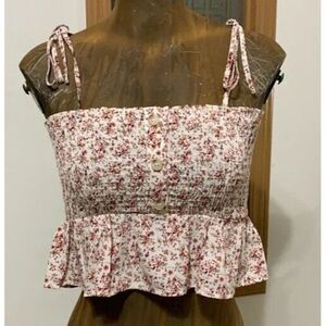 Paper Crane Floral Cropped Top Floral Straps Juniors Small Women's XS